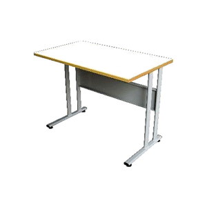 مكتب معلم مفرد سطح أبيض وإطار رمادى – كود FS1428